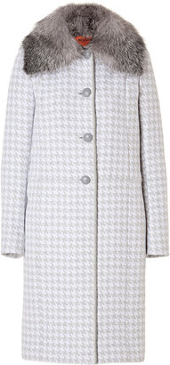Missoni Wool-Silk Houndstooth Coat with Removable Fox Fur Collar