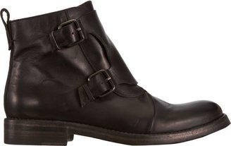 Sartore Women's Double Buckle Ankle Boots-Black