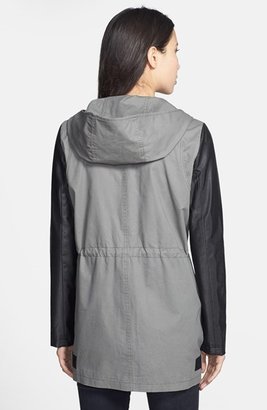 DKNY 'Cassidy' Faux Leather Sleeve Anorak