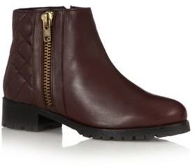 Faith Maroon quilted leather ankle boots