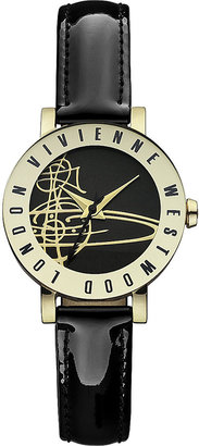Vivienne Westwood VV089BKBK Sudbury PVD Gold-Plated Metal and Leather Watch - for Women