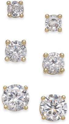 Charter Club Cubic Zirconia Extra-Small Stud Earring Set in Fine Silver Plate or 14K Gold Plate (1-3/4 ct. t.w.)