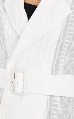Yohji Yamamoto Lacy Lawn Trench Coat-White
