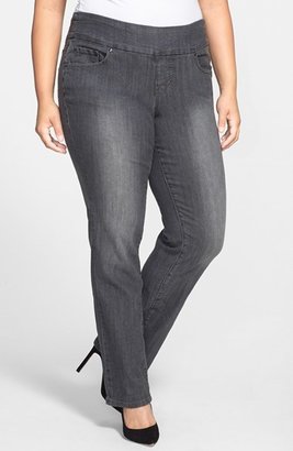 Jag Jeans 'Peri' Pull-On Straight Leg Jeans (Thunder Grey) (Plus Size)