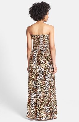 Anne Klein Leopard Print Strapless Maxi Dress (Regular & Petite)
