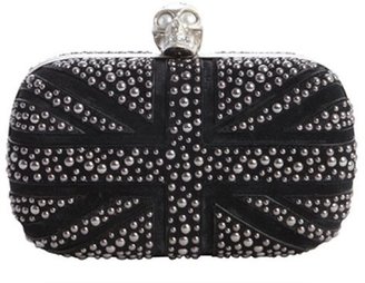 Alexander McQueen black suede 'Britannia' studded clutch