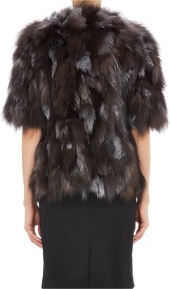 Barneys New York Fox Fur Short-Sleeve Jacket-Grey