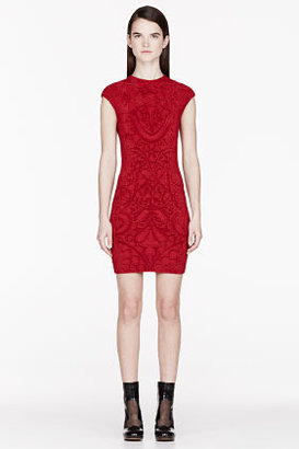 Alexander McQueen Ruby Red Knit Jacquard dress