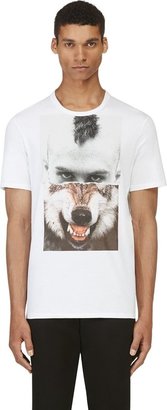 Neil Barrett White Mohawk & Wolf T-Shirt