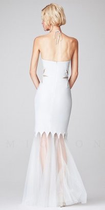 No Halter Cutout with Sheer Mermaid Skirt Evening Dress