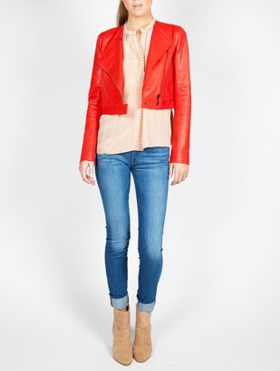 Vanessa Bruno Cropped Red Leather Jacket