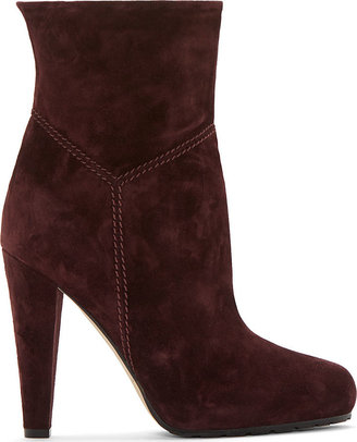 Brian Atwood Deep Burgundy Suede Nilla Ankle Boot