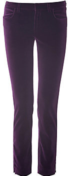 Victoria Beckham Cotton Velvet Ankle Slim Pants in Royal Purple