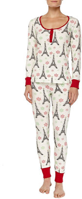 BedHead Holiday Eiffel Tower-Print Jersey Pajama Set