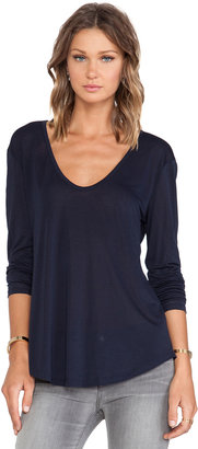 L'Agence LA't by Long Sleeve Scoop V Neck Tee