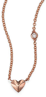 Sydney Evan Diamond & 14K Rose Gold Mini Heart Charm Necklace