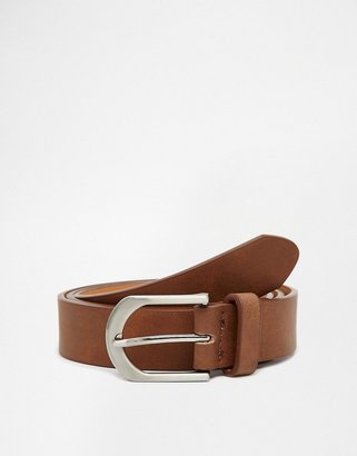 ASOS Smart Belt In Tan Faux Leather - Tan
