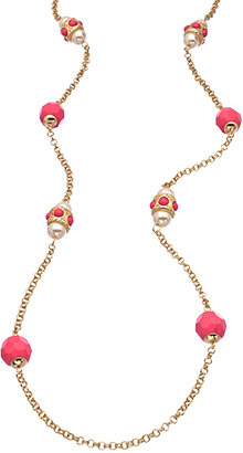 Blu Bijoux Gold Crystal and Coral Bead Long Necklace