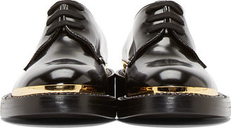 Marni Black Polished Leather Gold Toecap Derby Shoes