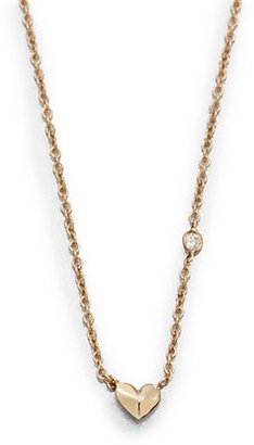 Sydney Evan Diamond & 14K Rose Gold Mini Heart Necklace