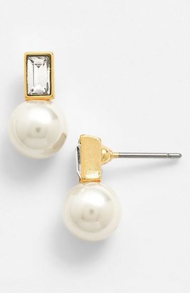 Anne Klein Faux Pearl & Crystal Earrings