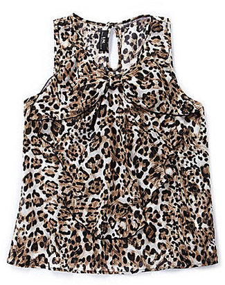 I.N. San Francisco Leopard-Printed Bow Front Top
