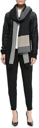 Eileen Fisher Merino Jersey Colorblock Scarf, Charcoal/Ash
