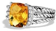 David Yurman Petite Wheaton Ring with Citrine and Diamonds