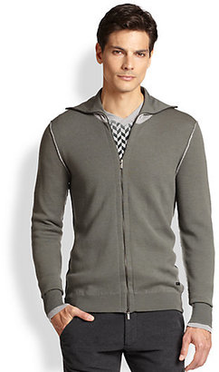 Armani Collezioni Wool Zip-Front Sweater