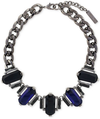 Vince Camuto Hematite-Tone Baguette Stone Link Frontal Necklace