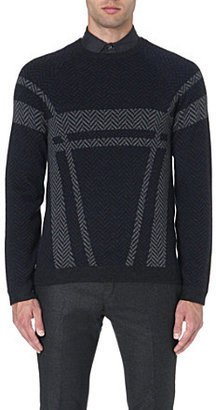 Armani Collezioni Chevron-print wool jumper - for Men