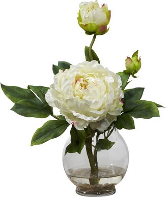 Nearly Natural Liquid Illusion Silk Peony Fluted Vase Floral Arrangement