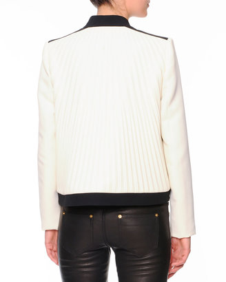 Fausto Puglisi Plisse Pleated Short Jacket with Contrast Trim