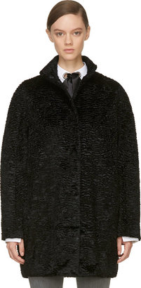 Alexander McQueen Black Mock-Astrakan Coat