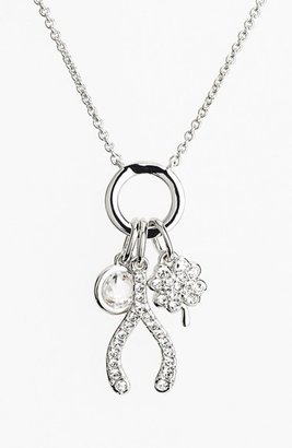 Nadri Wishbone & Clover Cluster Pendant Necklace