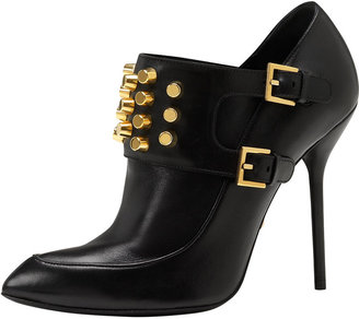 Gucci Studded High-Heel Ankle Bootie, Black