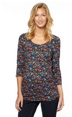 Red Herring Maternity Black floral jersey maternity top