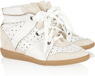 Isabel Marant Betty leather and suede wedge sneakers