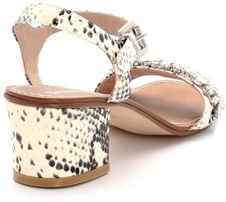 Dune London Mahala High Heeled Leather Sandals with Iridescent Diamanté
