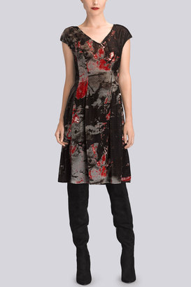 Josie Natori Printed Velvet Dress