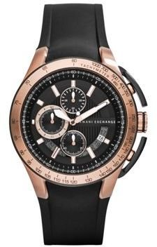 Armani Exchange Men's black and rose gold multi dial watch
