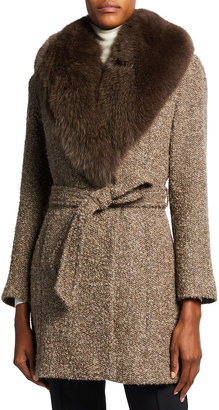 sofia cashmere fur collar coat