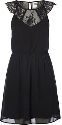 Vero Moda Liv Lace Sleeveless Short dress-BLACK-X-Small