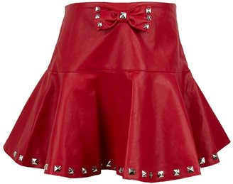 Kate Mack Biscotti Red Faux-Leather Skirt