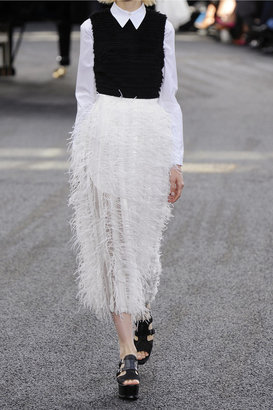 Erdem Caden feather-embellished silk-organza skirt