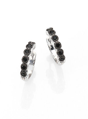 Jude Frances Black Spinel & Sterling Silver Hoop Earrings/0.5"