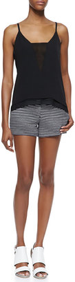 BCBGMAXAZRIA Pia Striped-Knit Shorts, Black Combo