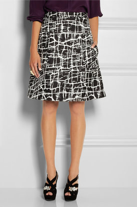 Marni Printed satin-twill A-line skirt