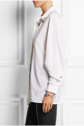 Versace Crystal-embellished washed silk-blend shirt