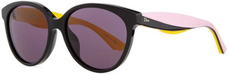 Christian Dior Envol 2 Rounded Rectangle Sunglasses, Black/Pink